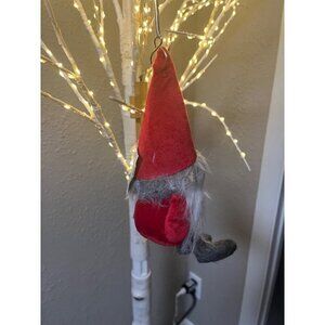 Handmade Plush Christmas Gnome Ornament - Festive Red Hat & Fluffy Beard - Cute